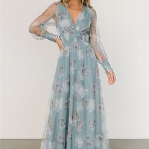Baltic Born Layla Tulle Light Blue Floral Maxi Dress